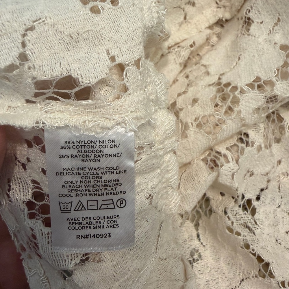 LOFT Cream Lace Ruffle Blouse - Picture 5 of 6